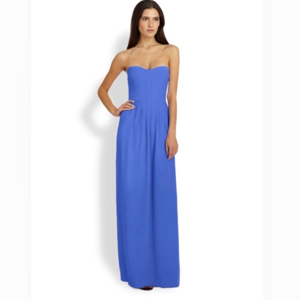NWT Parker Silk Strapless Maxi Dress in Pacific Blue - size M